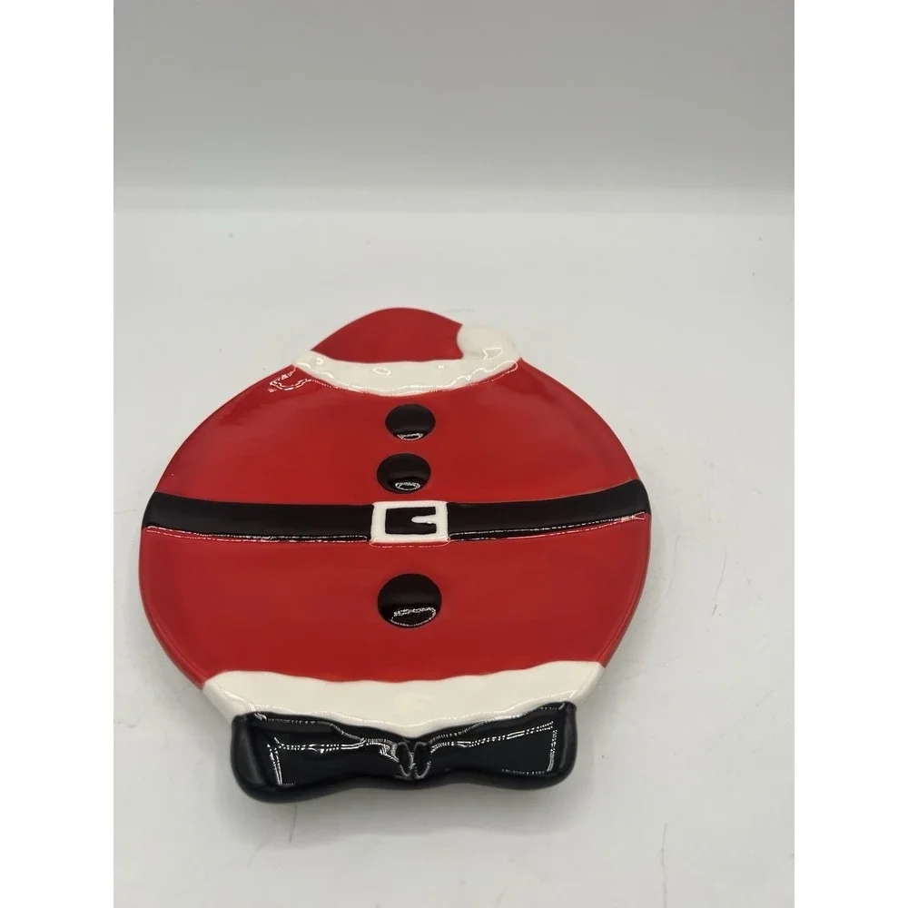 🎅 Mud Pie Santa Trinket/Cookie Tray – Holiday Ceramic Dish‎ – EUC 🎅
